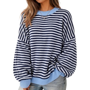 image:imageZESICA Oversized Sweaters for Women 2026 Fall Trendy Pullover TopsNavy Stripe