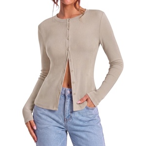 image:imageZESICA Women Fall Long Sleeve Slim Knit Lightweight Cardigan TopsOats