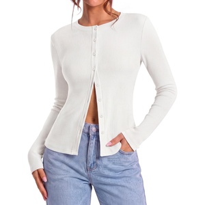image:imageZESICA Women Fall Long Sleeve Slim Knit Lightweight Cardigan TopsWhite