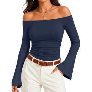image:imageZESICA Women Off The Shoulder Tops Long Sleeve Going Out ShirtsNavy