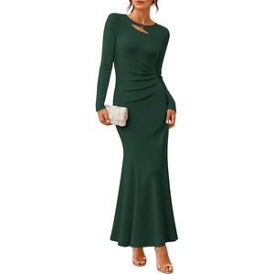image:imageZESICA Womens 2026 Fall Long Sleeve Bodycon Wedding Guest Maxi DressGreen