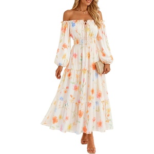 image:imageZESICA Womens 2026 Fall Long Sleeve Floral Maxi DressApricot