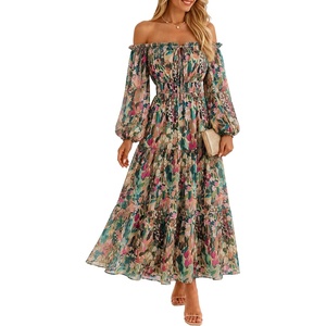 image:imageZESICA Womens 2026 Fall Long Sleeve Floral Maxi DressGreen