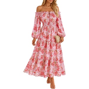 image:imageZESICA Womens 2026 Fall Long Sleeve Floral Maxi DressLight Pink