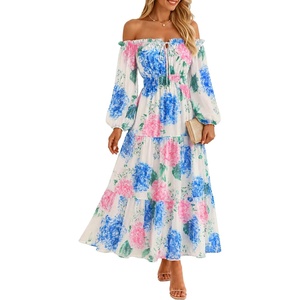 image:imageZESICA Womens 2026 Fall Long Sleeve Floral Maxi DressWhite
