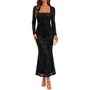 image:imageZESICA Womens Fall Long Sleeve Bodycon Mesh Wedding Guest Formal DressBlack