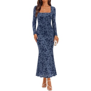 image:imageZESICA Womens Fall Long Sleeve Bodycon Mesh Wedding Guest Formal DressDustyblue