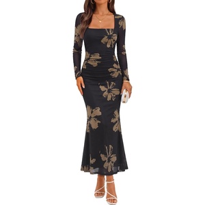 image:imageZESICA Womens Fall Long Sleeve Bodycon Mesh Wedding Guest Formal DressEbony