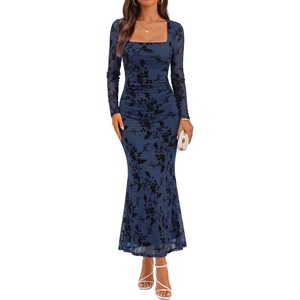 image:imageZESICA Womens Fall Long Sleeve Bodycon Mesh Wedding Guest Formal DressNavy