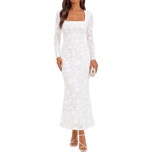 image:imageZESICA Womens Fall Long Sleeve Bodycon Mesh Wedding Guest Formal DressWhite