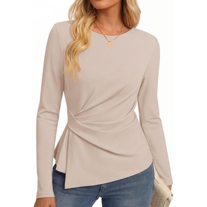 image:imageZESICA Womens Fall Long Sleeve Peplum Business Casual TopsApricot