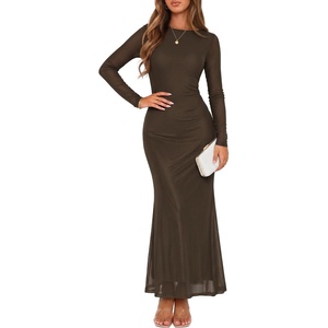 image:imageZESICA Womens Fall Wedding Guest Formal Long Sleeve Maxi DressesBrown