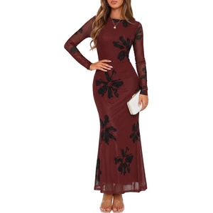 image:imageZESICA Womens Fall Wedding Guest Formal Long Sleeve Maxi DressesVintagered