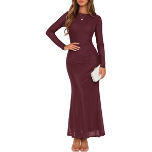 image:imageZESICA Womens Fall Wedding Guest Formal Long Sleeve Maxi DressesWine