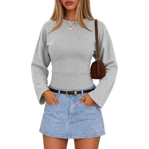 image:imageZESICA Womens Long Sleeve Cinched Waist Tops Fall Business Casual ShirtsGrey