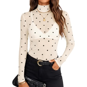 image:imageZESICA Womens Mesh Sheer Turtleneck Long Sleeve Going Out TopsDotivory