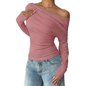image:imageZESICA Womens Off Shoulder Fall Long Sleeve Y2k Cute Going Out TopsDusty Pink