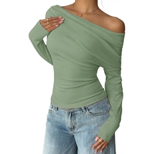 image:imageZESICA Womens Off Shoulder Fall Long Sleeve Y2k Cute Going Out TopsGreen