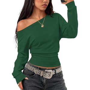 image:imageZESICA Womens Off Shoulder Long Sleeve Cinched Waist Going Out TopsDark Green