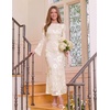 image:imageZESICA Women Fall Long Sleeve Wedding Guest Cocktail Midi DressApricot