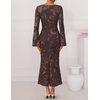 image:imageZESICA Women Fall Long Sleeve Wedding Guest Cocktail Midi DressBrown