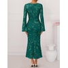 image:imageZESICA Women Fall Long Sleeve Wedding Guest Cocktail Midi DressGreen