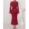 image:imageZESICA Women Fall Long Sleeve Wedding Guest Cocktail Midi DressRed