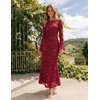 image:imageZESICA Women Fall Long Sleeve Wedding Guest Cocktail Midi DressRed