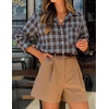 image:imageZESICA Women Long Sleeve Striped Business Casual Button Shirts Work TopsBlue Brown