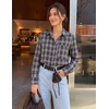 image:imageZESICA Women Long Sleeve Striped Business Casual Button Shirts Work TopsBlue Brown