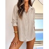 image:imageZESICA Women Long Sleeve Striped Business Casual Button Shirts Work TopsBrown