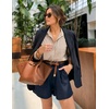 image:imageZESICA Women Long Sleeve Striped Business Casual Button Shirts Work TopsBrown