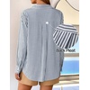 image:imageZESICA Women Long Sleeve Striped Business Casual Button Shirts Work TopsDark Blue