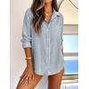 image:imageZESICA Women Long Sleeve Striped Business Casual Button Shirts Work TopsDark Blue