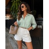 image:imageZESICA Women Long Sleeve Striped Business Casual Button Shirts Work TopsGreen