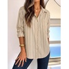 image:imageZESICA Women Long Sleeve Striped Business Casual Button Shirts Work TopsGrey Apricot