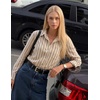 image:imageZESICA Women Long Sleeve Striped Business Casual Button Shirts Work TopsGrey Apricot