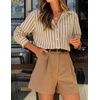 image:imageZESICA Women Long Sleeve Striped Business Casual Button Shirts Work TopsGrey Apricot