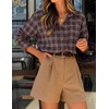 image:imageZESICA Women Long Sleeve Striped Business Casual Button Shirts Work TopsWine