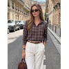 image:imageZESICA Women Long Sleeve Striped Business Casual Button Shirts Work TopsWine