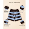 image:imageZESICA Womens 2 Piece Striped Casual Long Sleeve Sweater Shorts SetsBlue