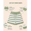 image:imageZESICA Womens 2 Piece Striped Casual Long Sleeve Sweater Shorts SetsGreen