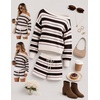 image:imageZESICA Womens 2 Piece Striped Casual Long Sleeve Sweater Shorts SetsIvory