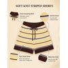 image:imageZESICA Womens 2 Piece Striped Casual Long Sleeve Sweater Shorts SetsLight Yellow