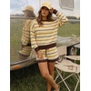 image:imageZESICA Womens 2 Piece Striped Casual Long Sleeve Sweater Shorts SetsLight Yellow