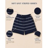 image:imageZESICA Womens 2 Piece Striped Casual Long Sleeve Sweater Shorts SetsNavy