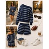 image:imageZESICA Womens 2 Piece Striped Casual Long Sleeve Sweater Shorts SetsNavy