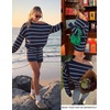 image:imageZESICA Womens 2 Piece Striped Casual Long Sleeve Sweater Shorts SetsNavy