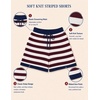 image:imageZESICA Womens 2 Piece Striped Casual Long Sleeve Sweater Shorts SetsWine