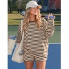 image:imageZESICA Womens 2 Piece Striped Short Sets Fall Lounge OutfitApricot
